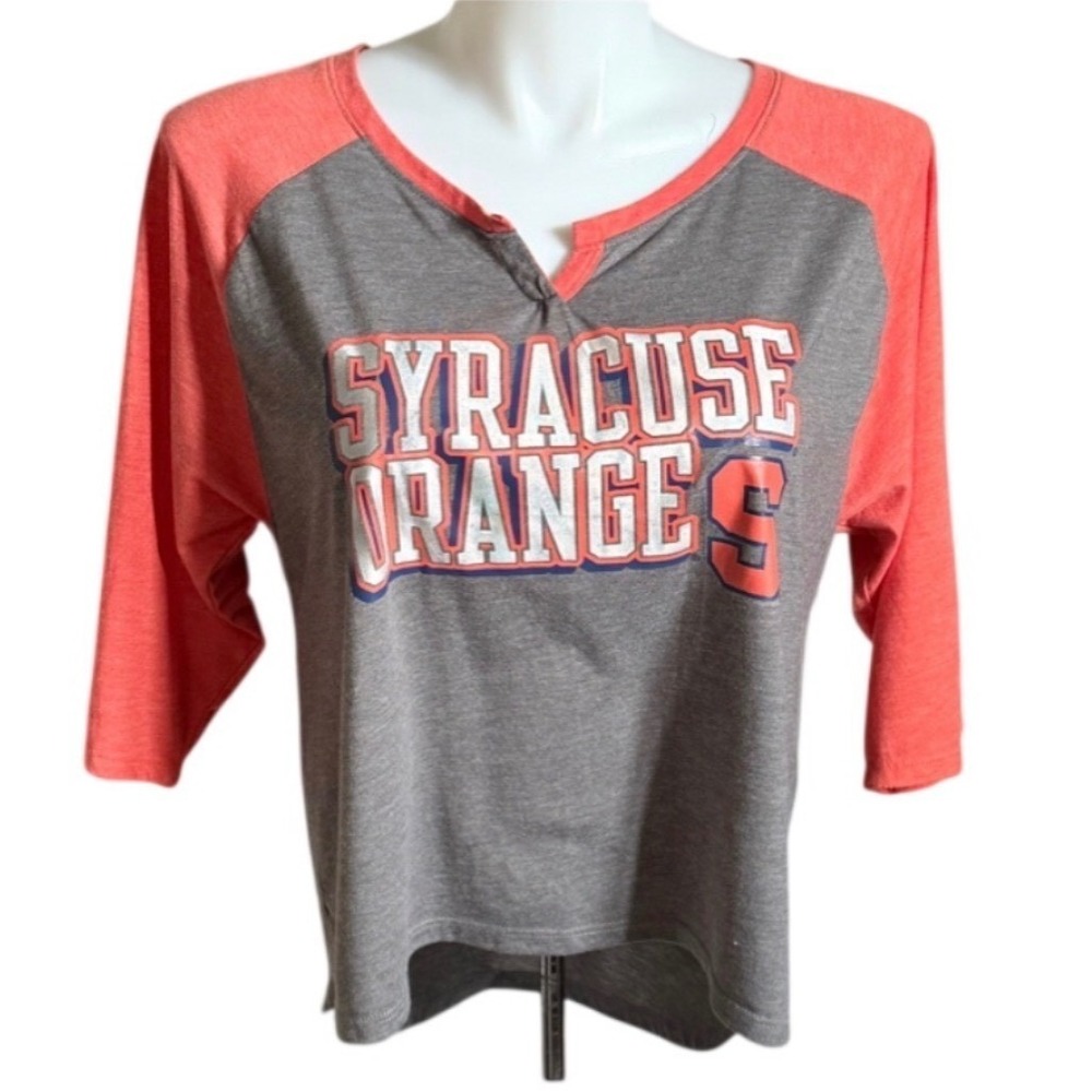 NEW NWOT Syracuse Orange Womens XL Gray Orange Raglan 3/4 Sleeve Shirt